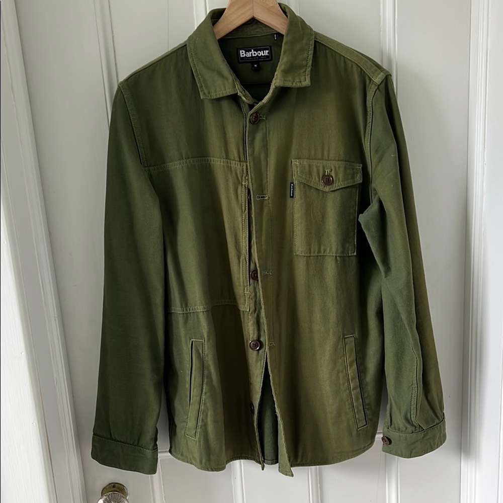 Barbour Men's Garment Dyed Green Shacket/Jacket with fading